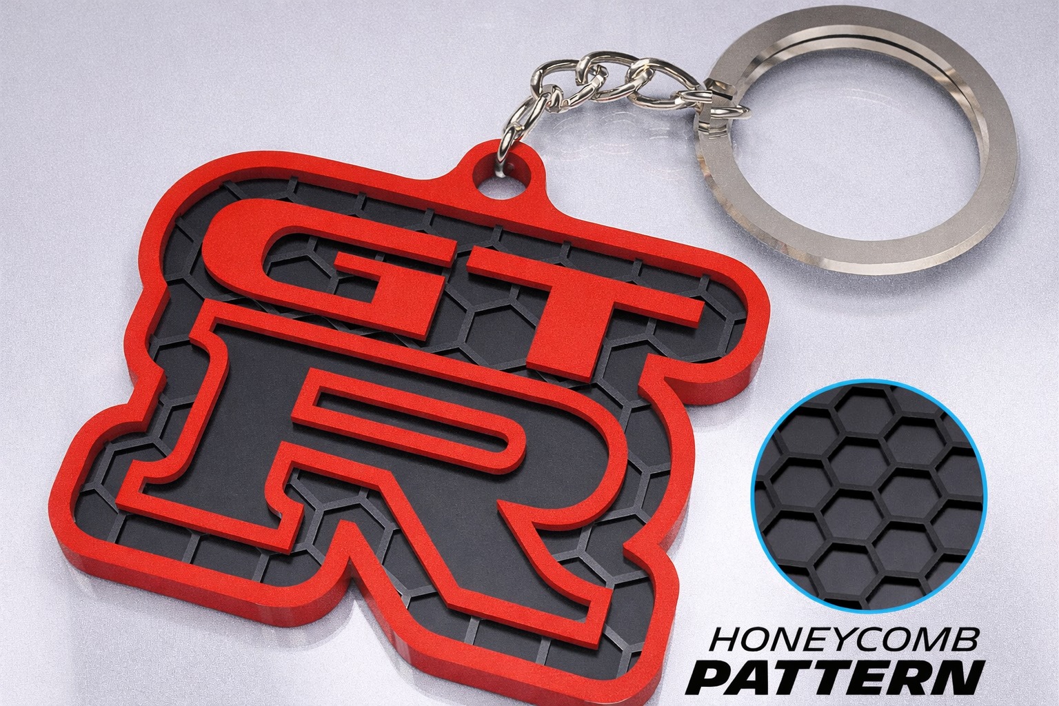 Car Enthusiast Keychain – 3D Honeycomb – Compatible With GT-R