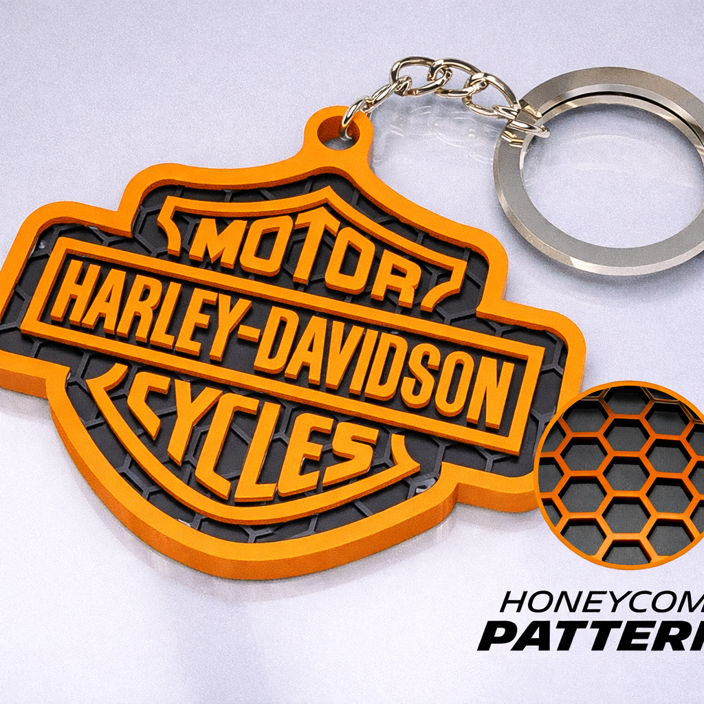 Motorcycle Enthusiast Keychain – 3D Honeycomb – Compatible With Harley Davidson