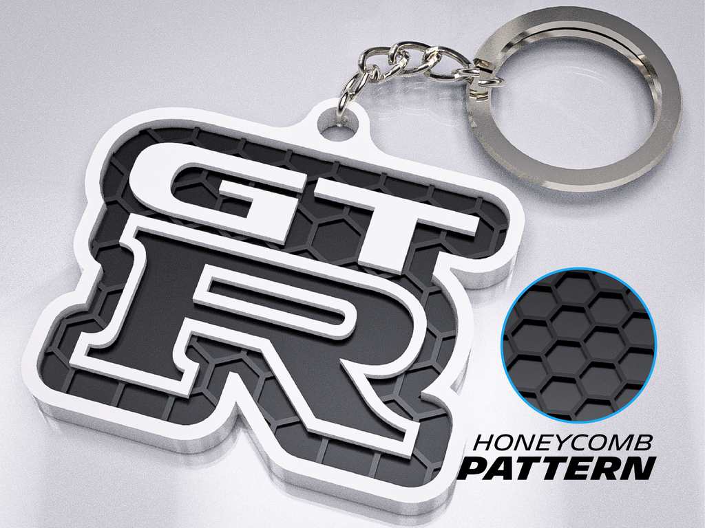 Car Enthusiast Keychain – 3D Honeycomb – Compatible With GT-R