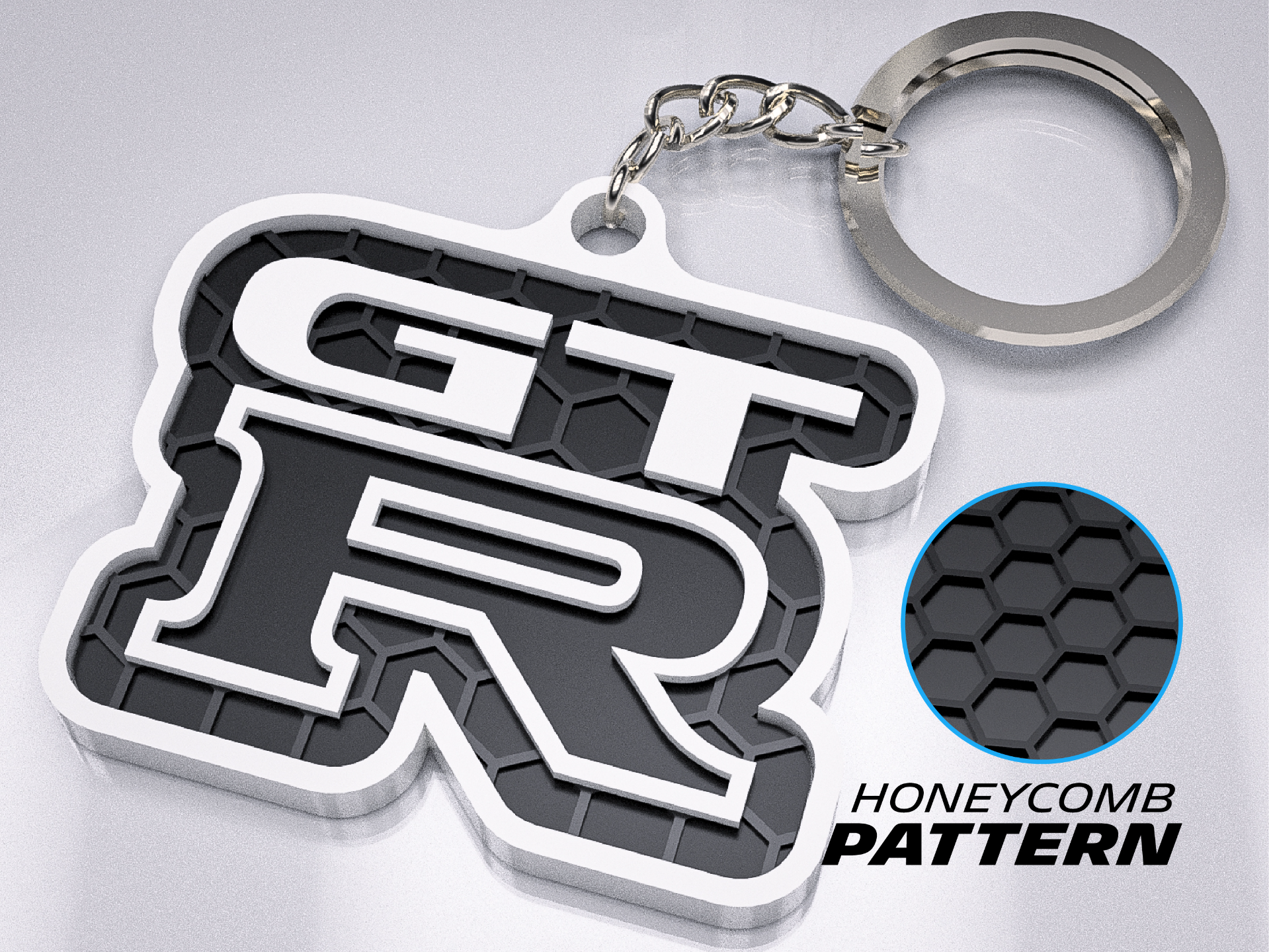 Car Enthusiast Keychain – 3D Honeycomb – Compatible With GT-R