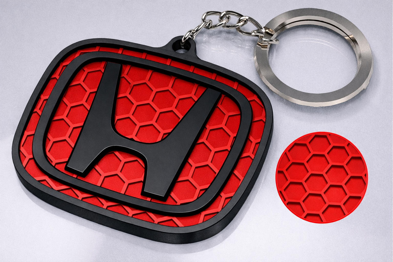 Motorcycle Enthusiast Keychain – 3D Honeycomb – Compatible With Honda
